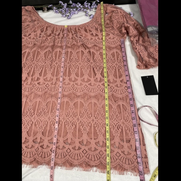 NWT $49 Want And Need Pink Lace 3/4‎ Sleeve Top [ PLUS SZ 2X ] - Picture 5 of 12